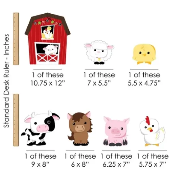 Big Dot of Happiness Farm Animals - Barnyard Baby Shower or Birthday Party Centerpiece Table Decorations - Tabletop Standups - 7 Pieces image {5}