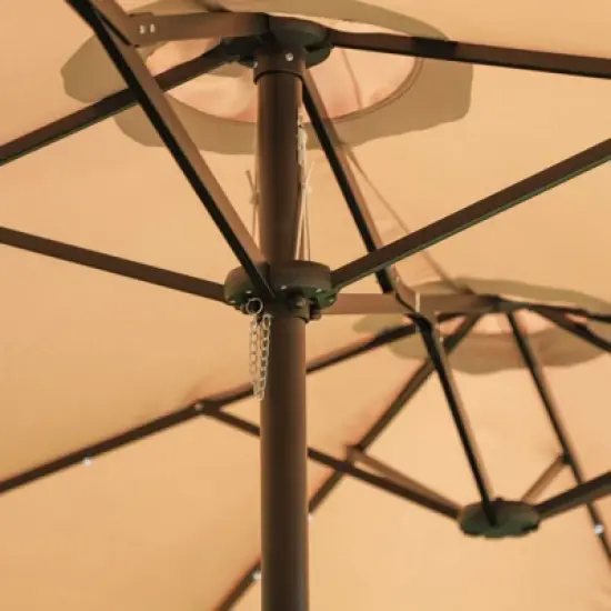 15' x 9' Rectangular Lit Outdoor Patio Market Umbrella with Extra Large Base and Sand Bags - Captiva Designs image {4}