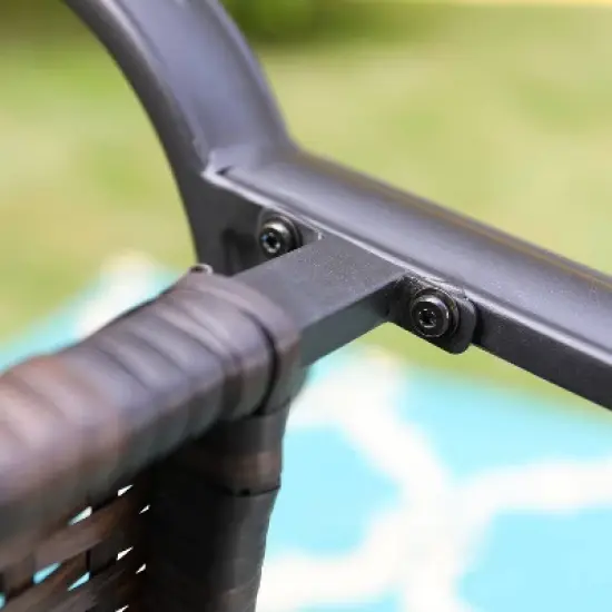 5pc Patio Set with Steel Table & Wicker Rattan Dining Chairs with Cushions - Captiva Designs image {18}