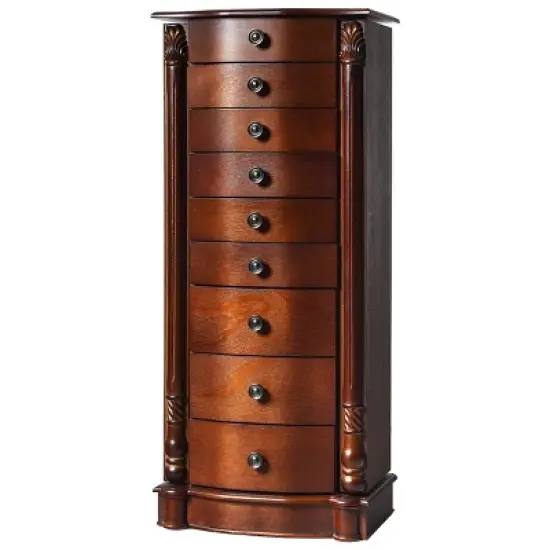 Tangkula 8 Drawers Old-fashioned Jewelry Cabinet Vanity Makeup Set Brown image {1}