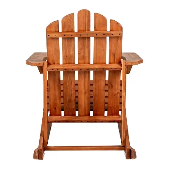 Kiawah Outdoor Patio Classic Acacia Wood Adirondack Rocking Chair -JONATHAN Y image {5}