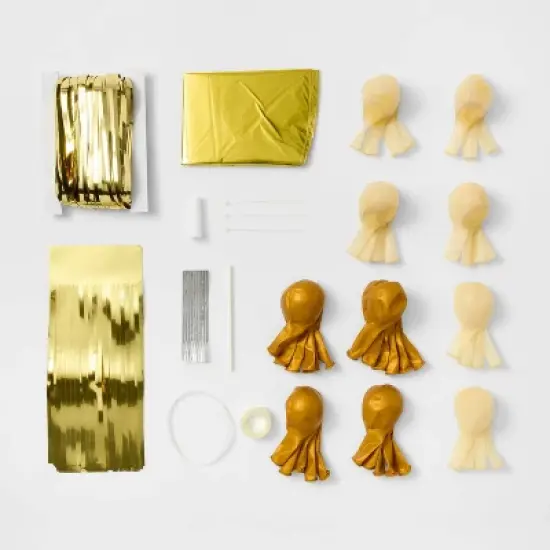48ct Balloon Arch Garland D&eacute;cor Kit with Backdrop Gold - Spritz&trade; image {2}
