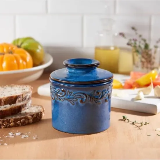 Butter Bell&reg; Crock &ndash; Denim Blue Antique Ceramic Butter Keeper, Reactive Glaze Vintage-Style Butter Dish for Fresh, Spreadable Butter image {2}