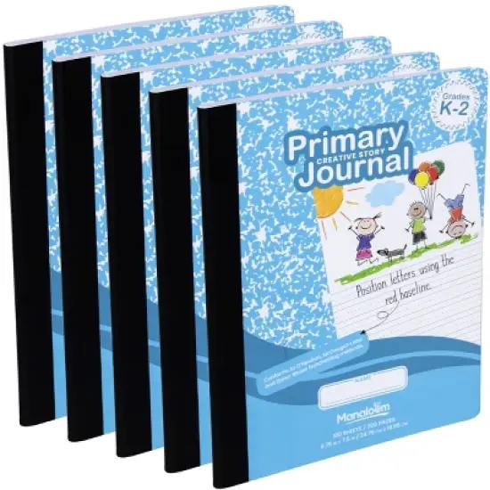 Manaloom Primary Journal Notebook Grades K-2 &ndash; 5 Pack &ndash; 100 Sheets, 9.75" x 7.5" &ndash; Primary Ruled with Drawing Space image {5}