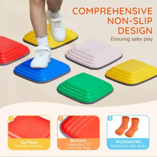 VEVOR Balance Stepping Stones for Kids, 10 PCS, Up to 220 lbs, Non-Slip Toddlers Sensory Stepping Stones, Toys for Children Aged 3 4 5 6 7 8+ image {4}