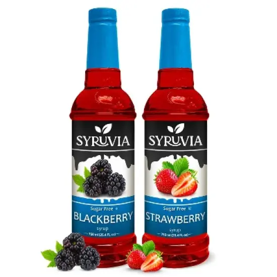 Syruvia Sugar Free Coffee Flavors Variety Pack: Blackberry & Strawberry 25.4 fl oz Syrup image {8}