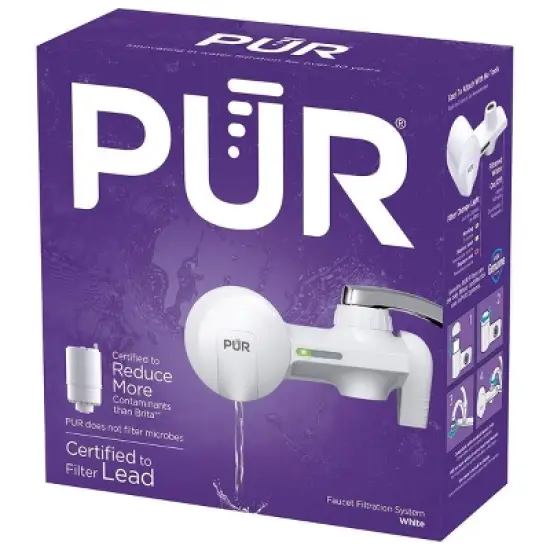 PUR Faucet Mount Water Filtration System, Powerful Filtration with Lead Reduction, Horizontal, White, PFM150W: Sink Water Filter, Kitchen Appliances image {10}