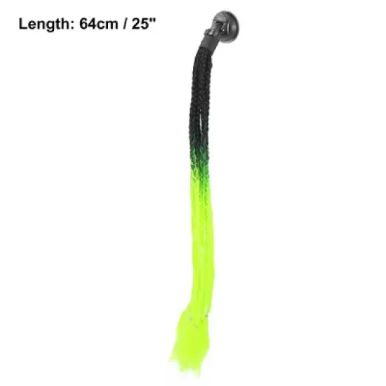 Unique Bargains Motorcycle Suction Cup Helmet Decor Ponytail Black Fluorescent Green 25" 1 Pc image {3}