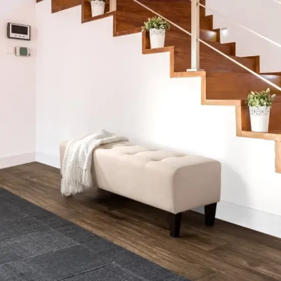 Rosewell Button Tufted Fabric Accent Bench - CorLiving image {3}