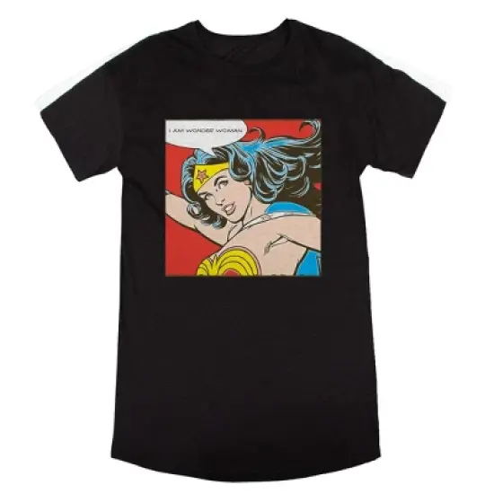 Wonder Woman "I Am Wonder Woman" Women's Black Heather Short Sleeve Sleep Shirt image {2}