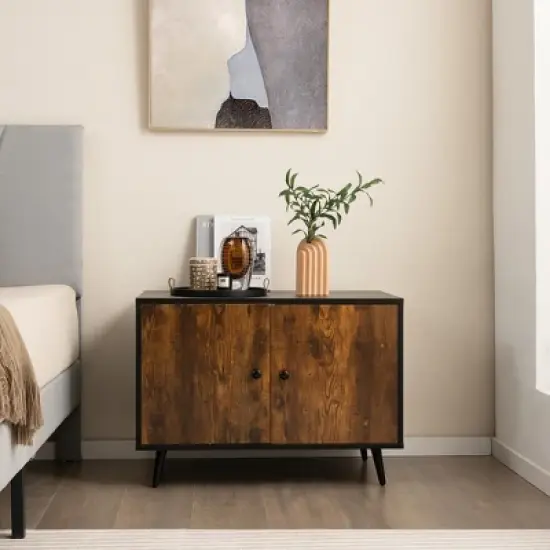 Tangkula Industrial Cat Litter Box Enclosure Hidden Washroom Cat House End Table Cabinet image {2}