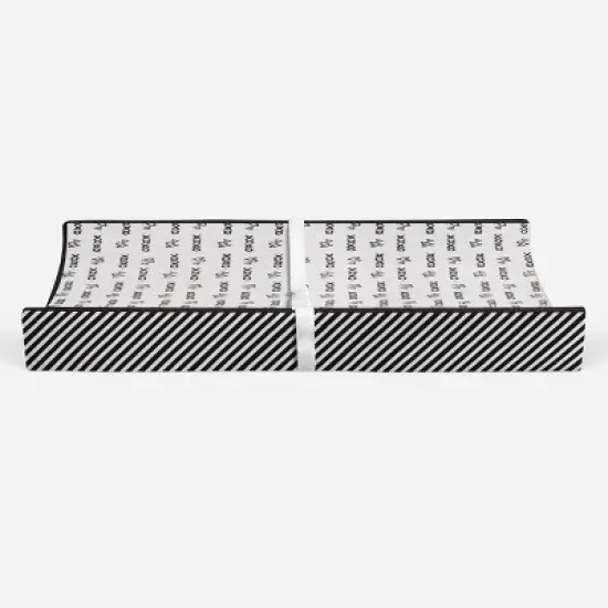 Bacati - Love Black/White kisses n hugs Changing Pad Cover image {5}