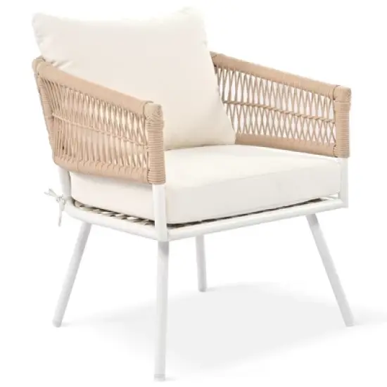 FIONECA 8-Piece Outdoor PE Wicker Patio Furniture Set, Modular Garden Sofa Set with Gray Cushions, Black Rattan Conversation Set image {10}