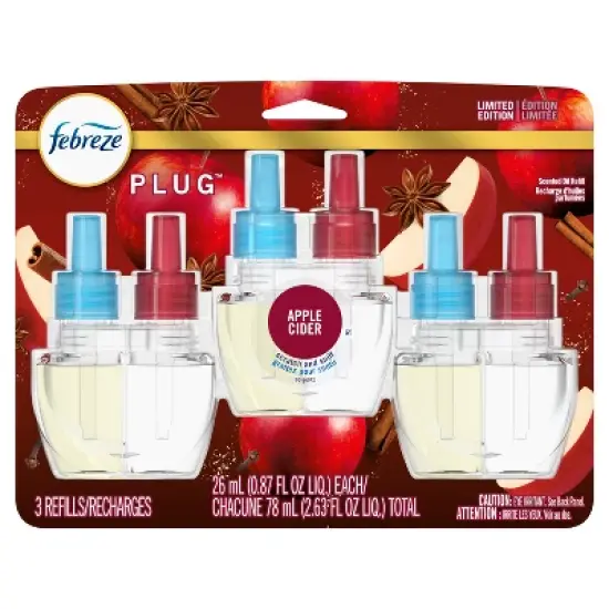 Febreze Odor-Fighting Fade Defy Plug Air Freshener Refill - Apple Cider - 2.63 fl oz/3pk image {7}