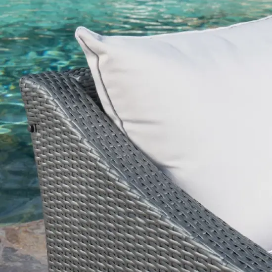 Antibes 6pc Wicker V-Shaped Sectional Sofa Set Gray/Silver - Christopher Knight Home image {3}