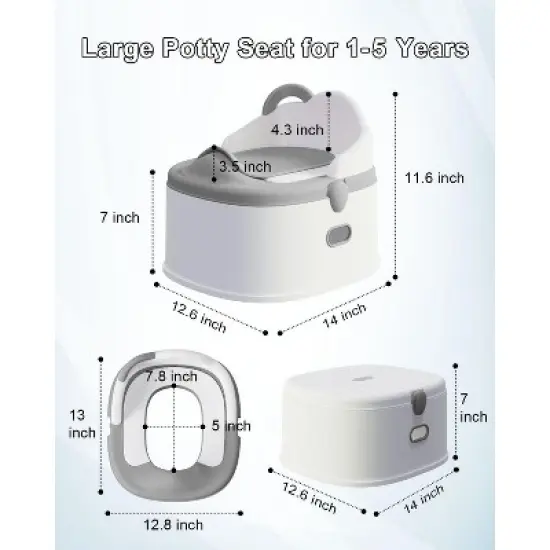 BabyBond 3 in 1 Potty Training Toilet & Training Seat & Sturdy Step Stool,Gray image {6}