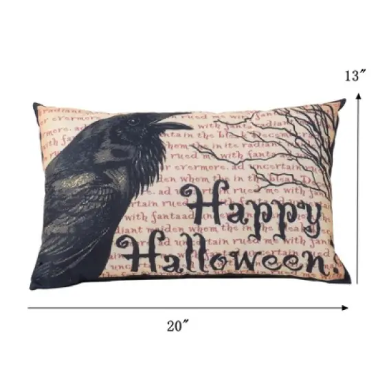 JUJABU 20x13" Halloween Decorative Throw Pillow with Antique Script & Tree Print image {5}