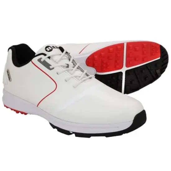 Ram Golf Player Mens Waterproof Golf Shoes White/Red image {5}