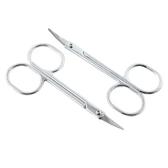Unique Bargains Trimming Eyebrow Hair Curved Edge Scissors Silver Tone 2" x 2" 2 Pcs image {1}