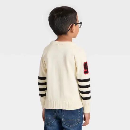 Toddler Boys' Disney Cars Lightning McQueen Racing Pullover Sweater - Ivory image {1}