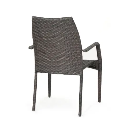 Christopher Knight Home Outdoor Wicker Stacking Dining Chairs (Set of 2), Multibrown image {5}