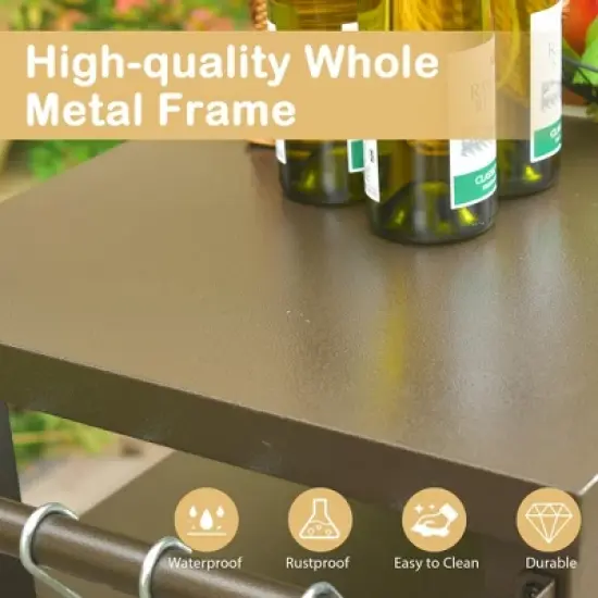 CLIHOME Outdoor Metal Storage Grill Carts,Grill Table Kitchen Dining Island with Wheels image {4}