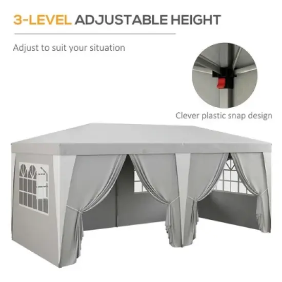 Resenkos Backyard Garden Canopy, Camping Canopy Screen Tent,19 x 10' Pop Up Canopy with Removable Sidewalls, Windows, Gray Light Gray image {4}
