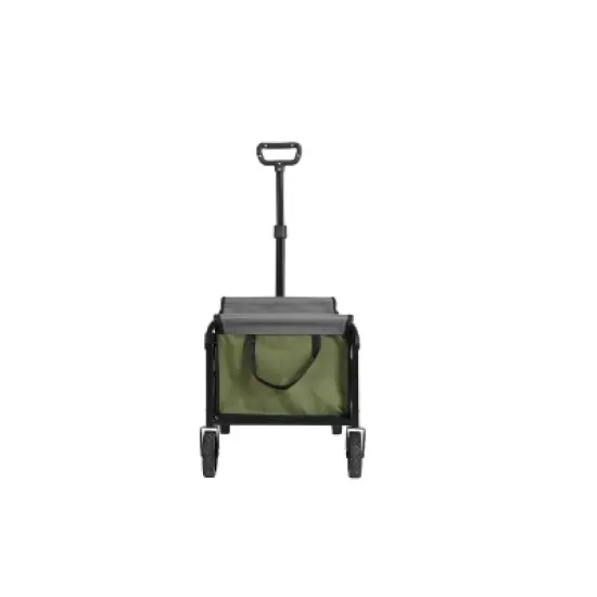 DOMETOUR Lightweight Folding Beach Wagon with Wheels - Heavy Duty Utility Cart for Grocery, Camping, Sports, Garden - Large Capacity - Army Green image {3}