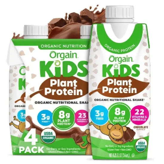 Orgain Kids' Plant Based Chocolate Protein Shake - 4pk/8.25 fl oz image {9}