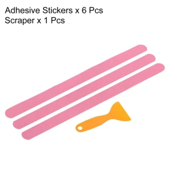 Unique Bargains Non Slip Bathtub Stickers Safety Shower Treads Adhesive Decal Square with Scraper for Stairs Shower Pink 1.25 Ft x 0.79" image {2}