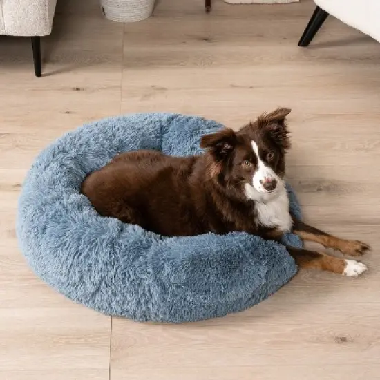PetAmi Calming Dog Bed for Puppy Cat Kitten, Round Washable Pet Bed, Anti Anxiety Cuddler, Fluffy Plush Circular Donut Bed image {1}