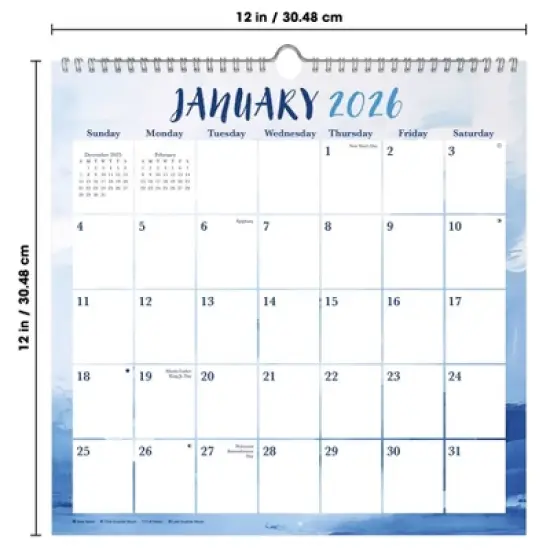 Trends International 2026 Abstract Pastel Spiral 12"x12.25" Wall Calendar image {5}