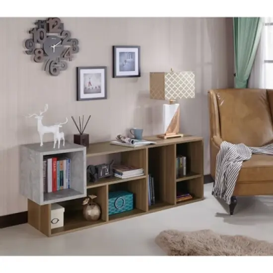66.46" Durandyl Contemporary Bookcase Honey Walnut - HOMES: Inside + Out image {2}