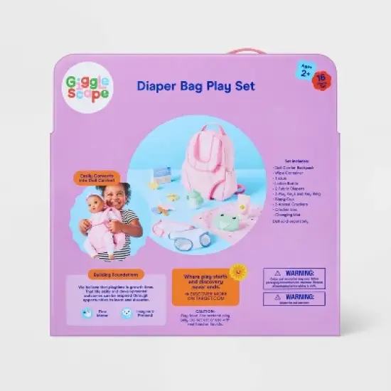 Baby Doll Diaper Bag Play Set - Gigglescape&trade;: Includes Diapers, Changing Pad & Toy Accessories image {4}