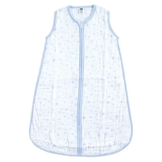 Hudson Baby Infant Boy Muslin Cotton Sleeveless Wearable Sleeping Bag, Sack, Blanket, Blue Stars image {3}