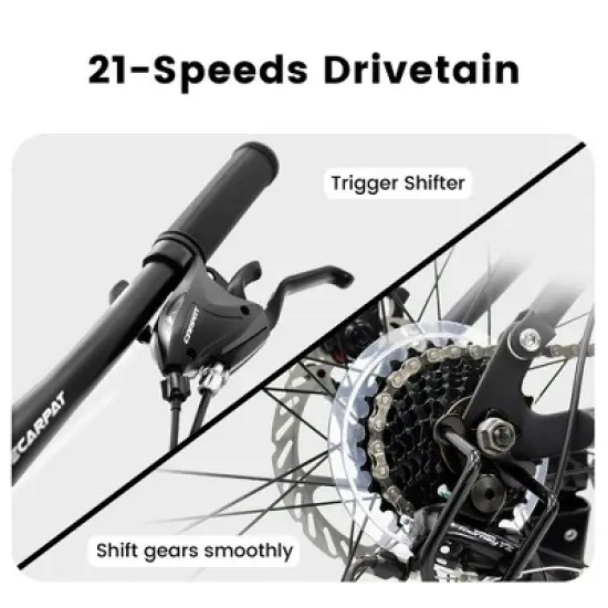 Mountain Bike 24 Inch, 21-Speed Full Suspension Trail Bicycles, High Carbon Steel Frame Disc Brakes Grip Shifter Front Fork Rear Shock Absorber image {4}