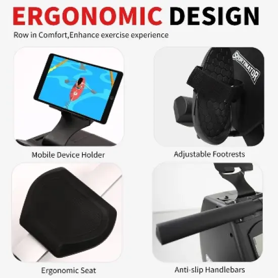 DOMETOUR Rowing Machine 264 LBS Weight Capacity Foldable Rower for Home Use with Comfortable Seat Cushion image {4}