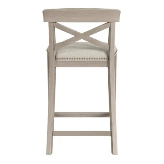Set of 2 26" Bayview NonSwivel Counter Height Barstool White/Silver - Hillsdale Furniture image {4}