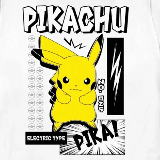 Boy's Pokemon Black and White Electric Type Pikachu T-Shirt image {1}