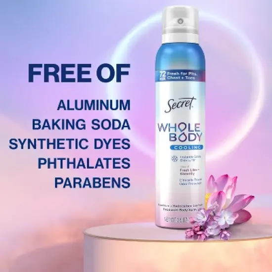 Secret Whole Body Deodorant Spray - Lilac & Waterlily - Aluminum-Free 3.5oz image {2}