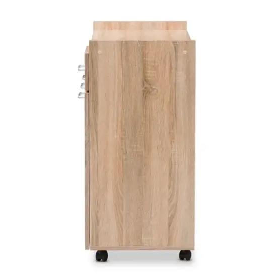 Charmain Modern and Contemporary Light Oak and Finish Kitchen Cabinet White/Brown - Baxton Studio image {3}