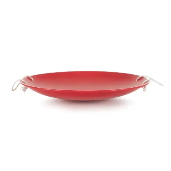 Slippery Racer ProDisc 26 Inch Heavy Duty Aluminum Iron Alloy Metal Kids Winter Saucer Snow Sled with Dual Riveted Soft Grip Rope Handles, Red image {3}