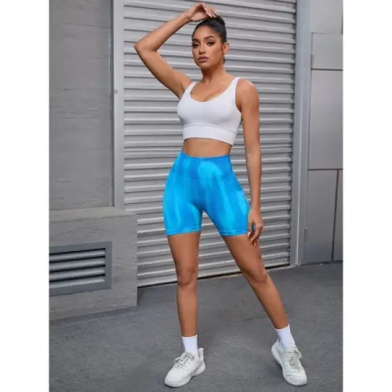 INSPIRE CHIC Women's High Waist Tie Dye Tummy Control Workout Running Biker Thigh Slimmer image {4}