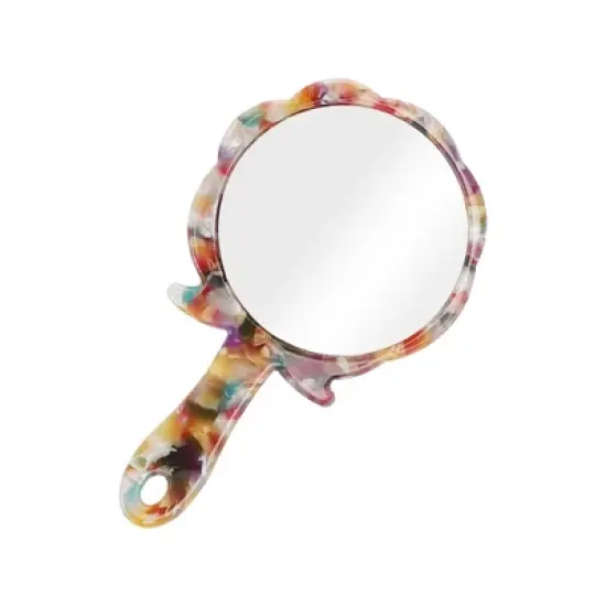 Unique Bargains Rose Shape Handheld Makeup Mirror 1 Pc image {4}