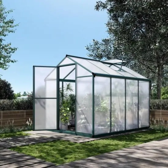 6x8 FT Greenhouse for Outdoors, Polycarbonate Greenhouse with Quick Setup Structure and Roof Vent image {4}