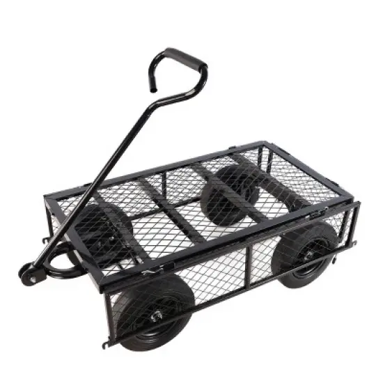 YONWAY Heavy Duty 660 Lbs Capacity Mesh Steel Garden Cart Folding Utility Wagon with Removable Sides10 inch Tire image {7}