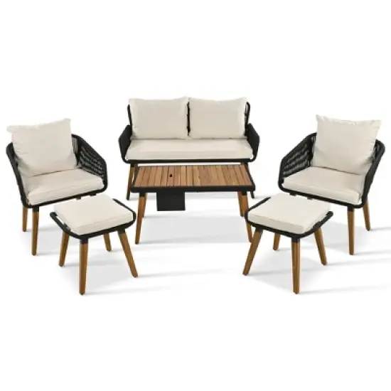 GlasFlength Patio Seating Sets, Comfortable and Stylish Retreat, Blending Modern Elegance with Functionality, Beige, 50.3"*24.9"*33.3" image {2}