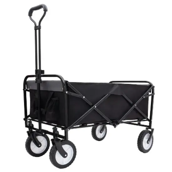 UBSSO Collapsible Utility Wagon Cart with All-Terrain Wheels & Strapping System, 360lbs Capacity, Black image {15}