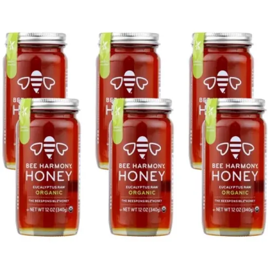 Bee Harmony Eucalyptus Raw Organic Honey - 6 pack, 12 oz image {4}