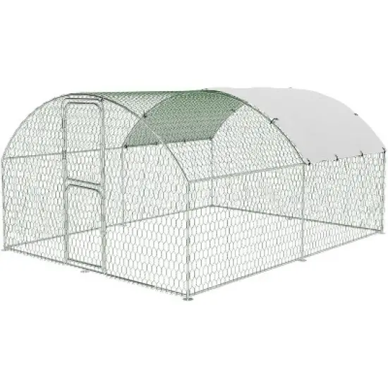 Heavy Duty Galvanized Steel Chicken Coop with Hexagon Mesh & 210D Oxford Cover, Waterproof UV-Protected Outdoor Poultry Cage for Backyard Farm image {1}